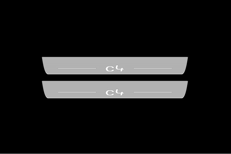 Illuminated LED Door Sill Tread Plates Citroen C4 II 2010-2020 With C4 Logo Citroen Led Door Sills opdesign