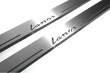 LED door sill plates Daewoo Lanos 1997+ in stainless steel with Lanos logo