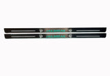 Two long reflective door sill plates with turquoise Jailbreak lettering and Hellcat-head emblems, straight-on view.