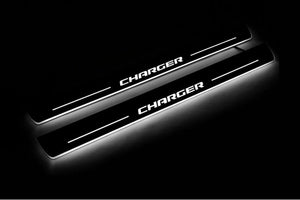 Dodge Charger LD 2011+ stainless steel LED door sill plates with Charger logo