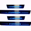Illuminated LED Door Sill Tread Plates Dodge Charger 2011-2023 With Charger Logo (Type 2) Dodge Led Door Sills opdesign