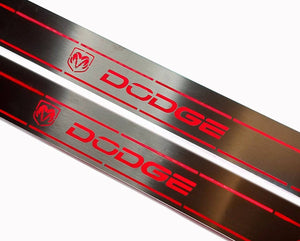 Illuminated LED Door Sill Tread Plates Dodge Charger 2023+ With DODGE Logo Dodge Led Door Sills opdesign
