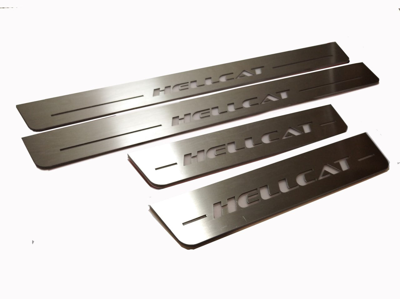 Dodge Charger LD 2011+ LED door sill plates in stainless steel with HELLCAT logo