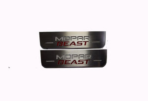 Illuminated LED Door Sill Tread Plates Dodge Charger 2011-2023 With MOPAR BEAST Logo Dodge Led Door Sills opdesign