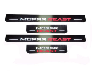 Illuminated LED Door Sill Tread Plates Dodge Charger 2011-2023 With MOPAR BEAST Logo Dodge Led Door Sills opdesign