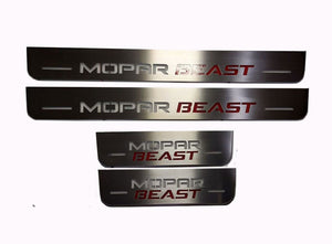 Illuminated LED Door Sill Tread Plates Dodge Charger 2011-2023 With MOPAR BEAST Logo Dodge Led Door Sills opdesign