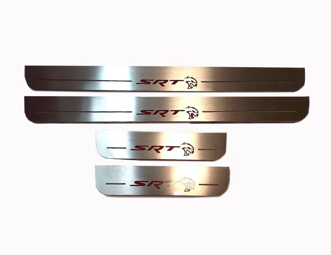 Illuminated LED Door Sill Tread Plates Chrysler 300C II 2011-2023 With HELLCAT Logo Chrysler Led Door Sills opdesign