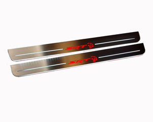 Illuminated LED Door Sill Tread Plates Chrysler 300C II 2011-2023 With HELLCAT Logo Chrysler Led Door Sills opdesign
