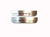 Dodge Charger LD 2023+ stainless steel LED door sill plates with SRT HELLCAT logo
