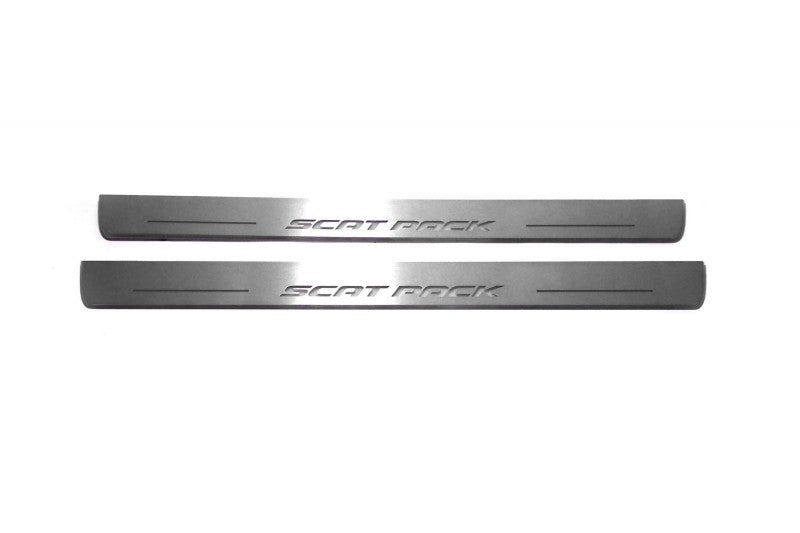 Dodge Charger LD 2011+ stainless steel LED door sill plates with SCAT PACK logo