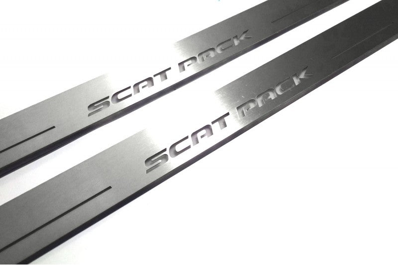 Dodge Charger LD 2011+ stainless steel LED door sill plates with SCAT PACK logo