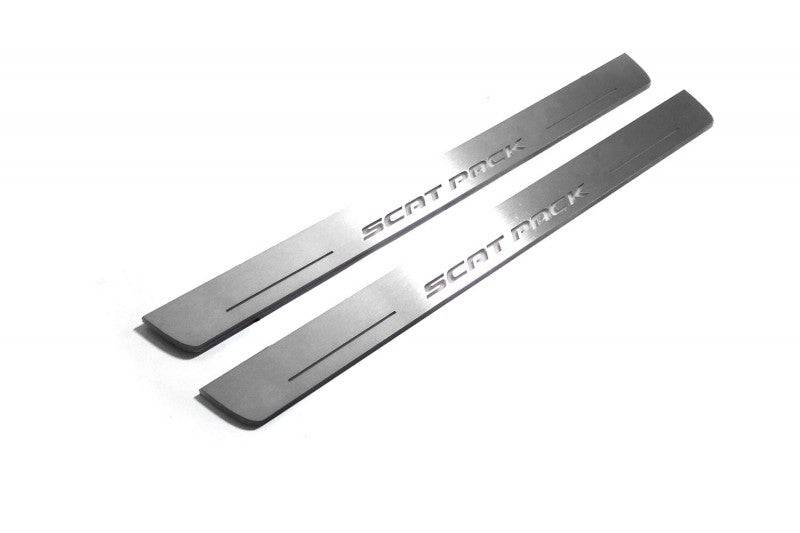 Dodge Charger LD 2011+ stainless steel LED door sill plates with SCAT PACK logo