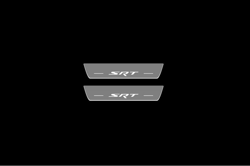 Illuminated LED Door Sill Tread Plates Dodge Charger 2011-2023 With SRT Logo Dodge Led Door Sills opdesign