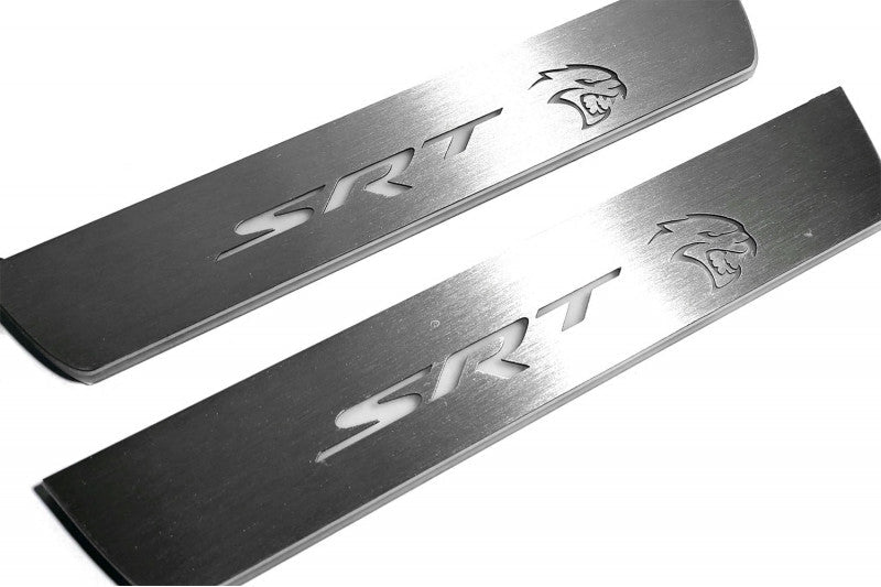 Illuminated LED Door Sill Tread Plates Dodge Durango III 2011+ With DODGE Logo Dodge Led Door Sills opdesign