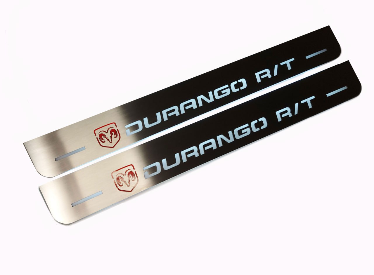 LED door sill plates stainless steel Dodge Durango III 2011+ with DURANGO R/T logo