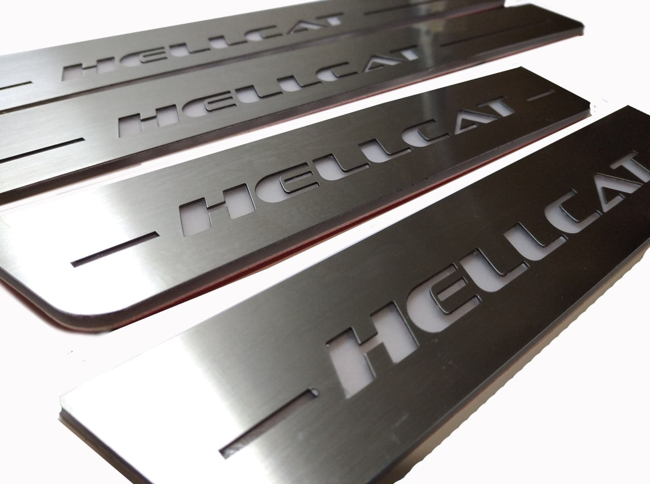 Illuminated LED Door Sill Tread Plates Dodge Durango III 2011+ With HELLCAT Logo Dodge Led Door Sills opdesign