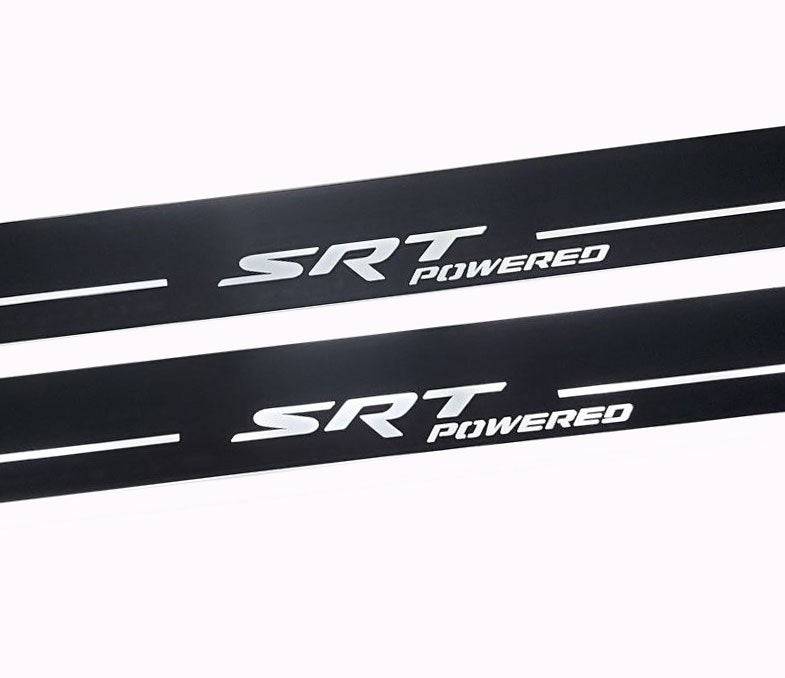 Illuminated LED Door Sill Tread Plates Dodge Durango III 2011+ With SRT POWERED Logo Dodge Led Door Sills opdesign