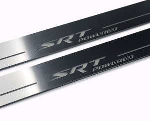Illuminated LED Door Sill Tread Plates Dodge Durango III 2011+ With SRT POWERED Logo Dodge Led Door Sills opdesign