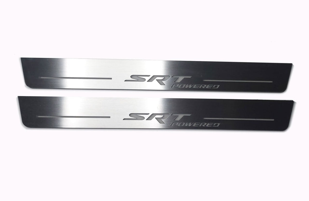 Dodge Durango III 2011+ entry guards in stainless steel with SRT POWERED logo