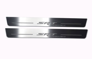 Illuminated LED Door Sill Tread Plates Dodge Durango III 2011+ With SRT POWERED Logo Dodge Led Door Sills opdesign