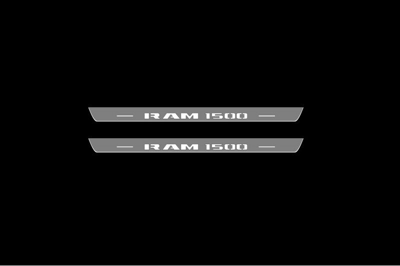 Illuminated LED Door Sill Tread Plates Dodge Ram V 2019+ With RAM 1500 Logo Dodge Led Door Sills opdesign