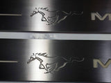Ford Mustang V S197 2005+ stainless steel LED door sill plates with Mustang logo