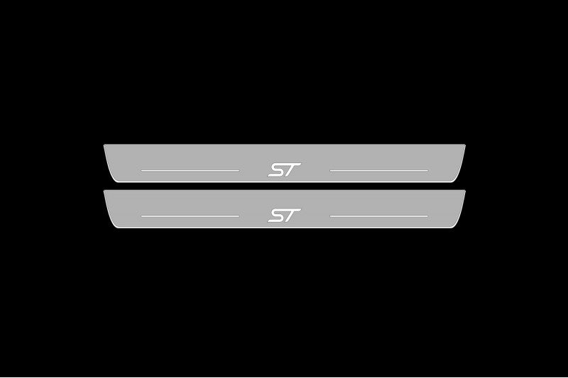 Illuminated LED Door Sill Tread Plates Ford Focus III 2011-2018 With ST Logo Ford Led Door Sills opdesign
