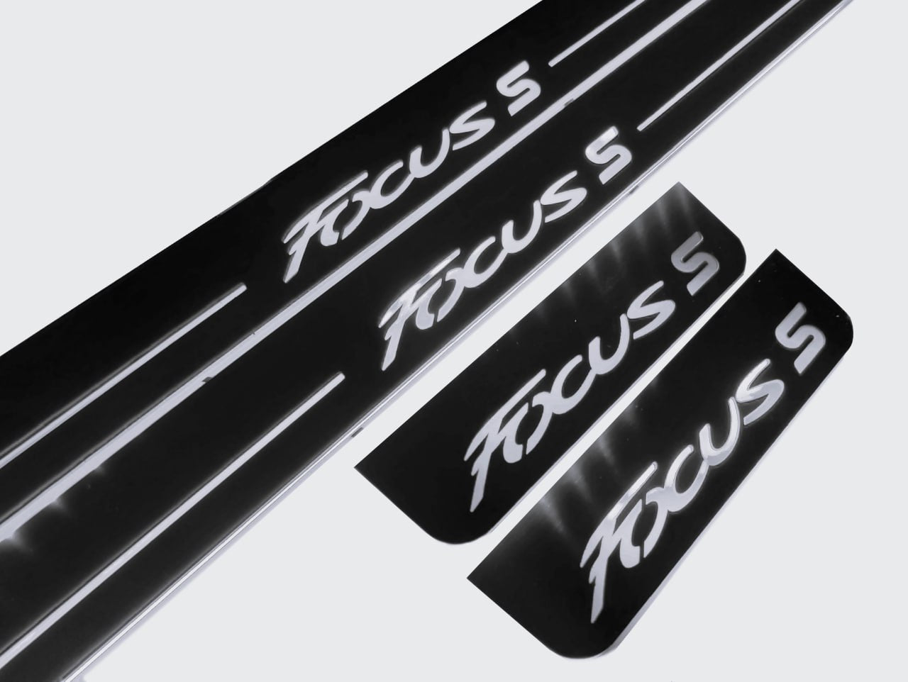 stainless steel LED door sill plates for Ford Focus III 2011+ with Focus S logo
