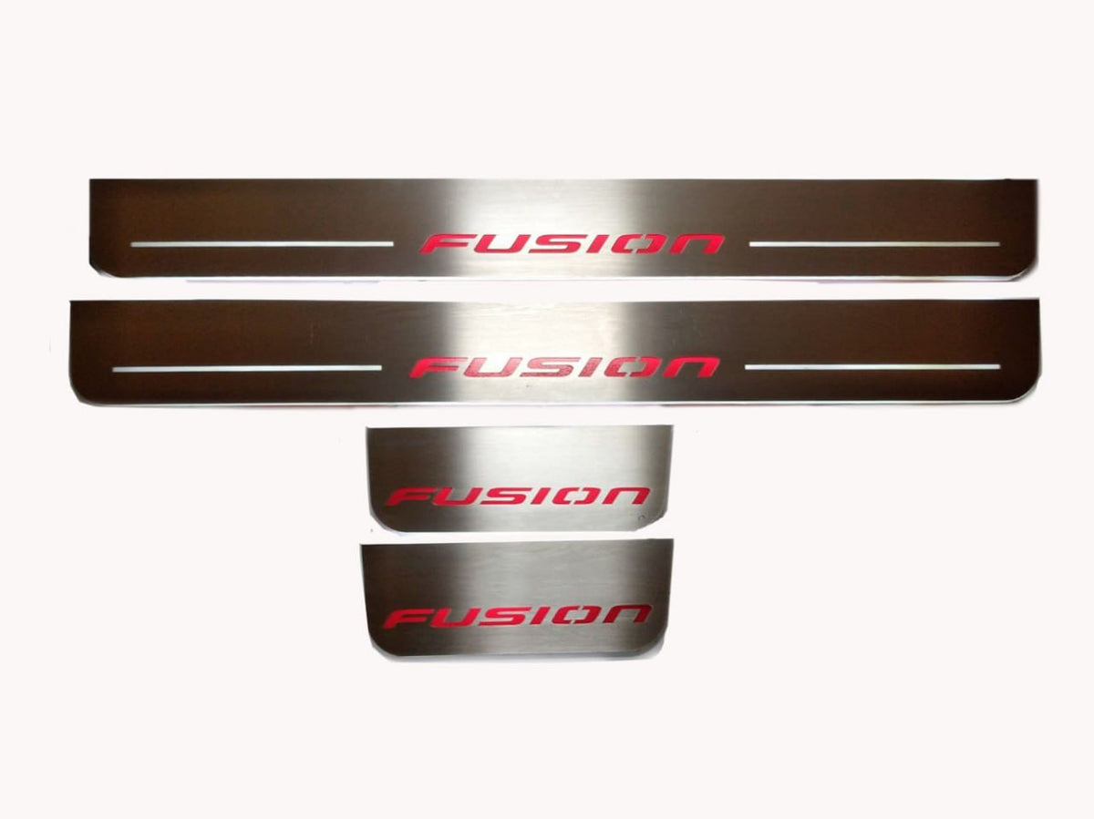 LED door sill plates for Ford Fusion II CD4 2012+ with Fusion logo