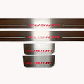 Illuminated LED Door Sill Tread Plates Ford Fusion II 2012-2020 With Fusion Logo Ford Led Door Sills opdesign FLOW FRONT+REAR STAINLESS STEEL