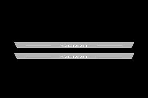 Illuminated LED Door Sill Tread Plates GMC Sierra V 2018+ With Sierra Logo GMC Led Door Sills opdesign