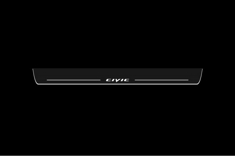 Honda Civic 5D 2006+ stainless steel illuminated entry guards with Civic logo