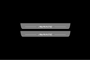 Illuminated LED Door Sill Tread Plates Hyundai Avante V MD 2010-2015 With Avante Logo Hyundai Led Door Sills opdesign