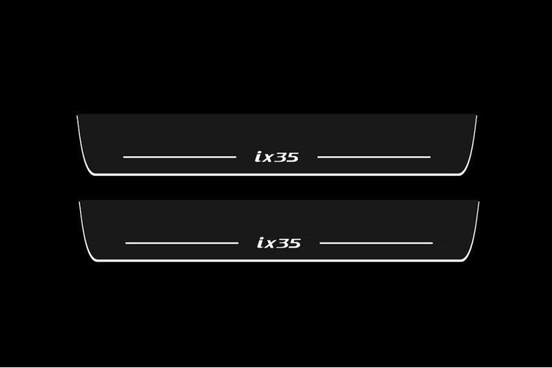 Illuminated LED Door Sill Tread Plates Hyundai ix35 2009-2015 With ix35 Logo Hyundai Led Door Sills opdesign
