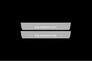 Illuminated LED Door Sill Tread Plates Jeep Gladiator JT 2019+ With Gladiator Logo Jeep Led Door Sills opdesign