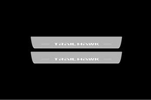 Illuminated LED Door Sill Tread Plates Jeep Grand Cherokee IV 2010-2021 With TrailHawk Logo Jeep Led Door Sills opdesign