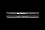 Jeep Wrangler JK 2006+ door sill plates in stainless steel with Wrangler logo