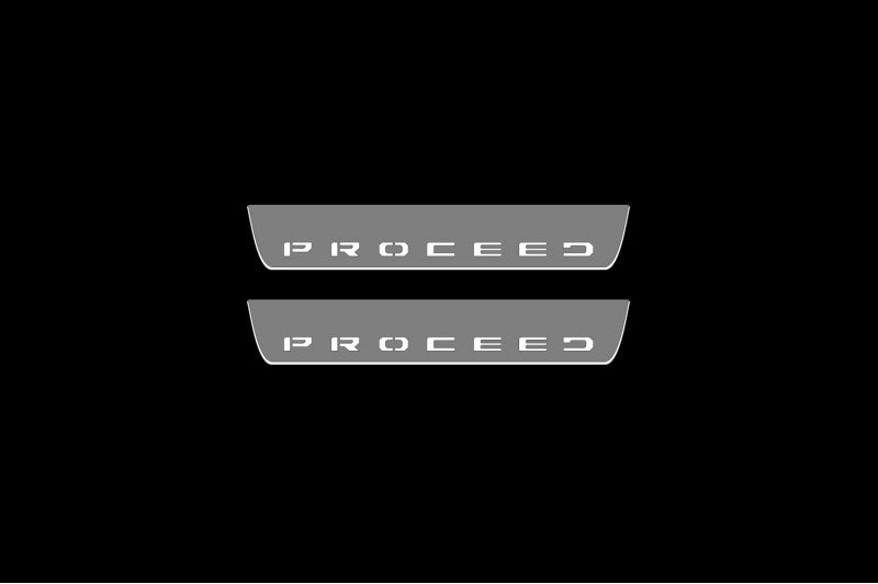 Illuminated LED Door Sill Tread Plates KIA Proceed III 2018-2024 With Proceed Logo KIA Led Door Sills opdesign