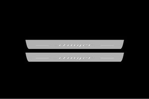 Illuminated LED Door Sill Tread Plates Kia Stinger 2017+ With Stinger Logo KIA Led Door Sills opdesign