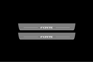 Illuminated LED Door Sill Tread Plates Kia Forte II 2014-2018 With Forte Logo KIA Led Door Sills opdesign