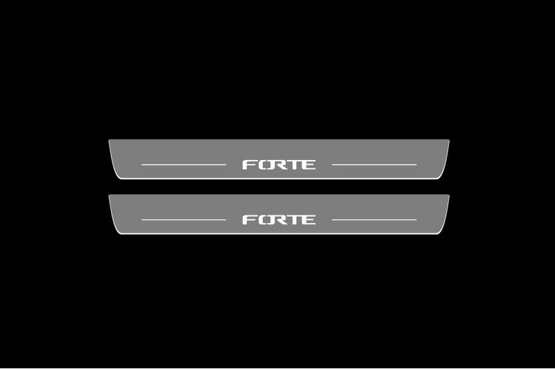 Illuminated LED Door Sill Tread Plates Kia Forte II 2014-2018 With Forte Logo KIA Led Door Sills opdesign
