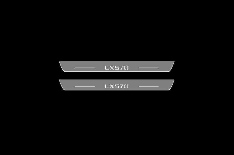 stainless steel LED door sill plates for Lexus LX III 2008+ with LX570 logo