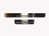 Mitsubishi Lancer X 2007+ illuminated entry guards in stainless steel with RalliArt logo