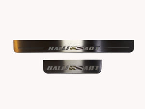 Illuminated LED Door Sill Tread Plates Mitsubishi Lancer X 2007-2017 With RalliArt Logo Mitsubishi Led Door Sills opdesign