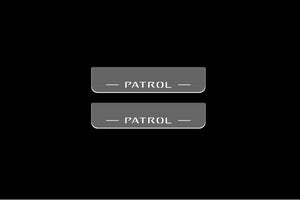 Illuminated LED Door Sill Tread Plates Nissan Patrol Y62 2010+ With Patrol Logo Nissan Led Door Sills opdesign