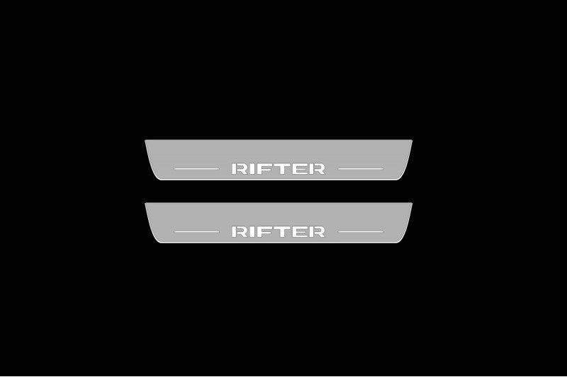 Illuminated LED Door Sill Tread Plates Peugeot Rifter 2018+ With Rifter Logo Peugeot Led Door Sills opdesign