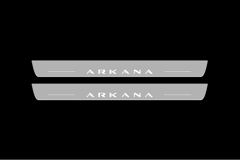Illuminated LED Door Sill Tread Plates Renault Arkana 2019+ With Arkana Logo Renault Led Door Sills opdesign
