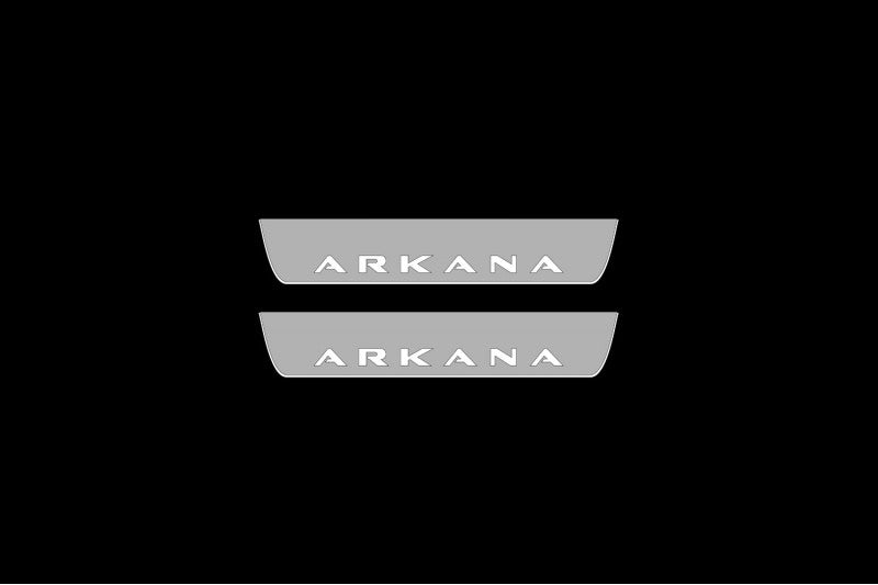 Illuminated LED Door Sill Tread Plates Renault Arkana 2019+ With Arkana Logo Renault Led Door Sills opdesign