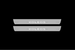 Illuminated LED Door Sill Tread Plates Renault Koleos II 2016+ With Koleos Logo Renault Led Door Sills opdesign