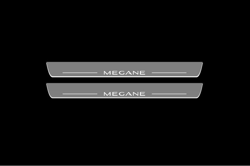Illuminated LED Door Sill Tread Plates Renault Megane IV 2015+ With Megane Logo Renault Led Door Sills opdesign